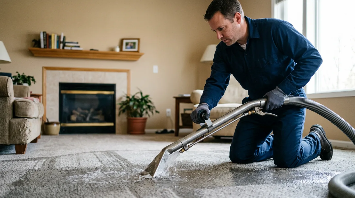 Water damage restoration technician working near Western Springs, IL